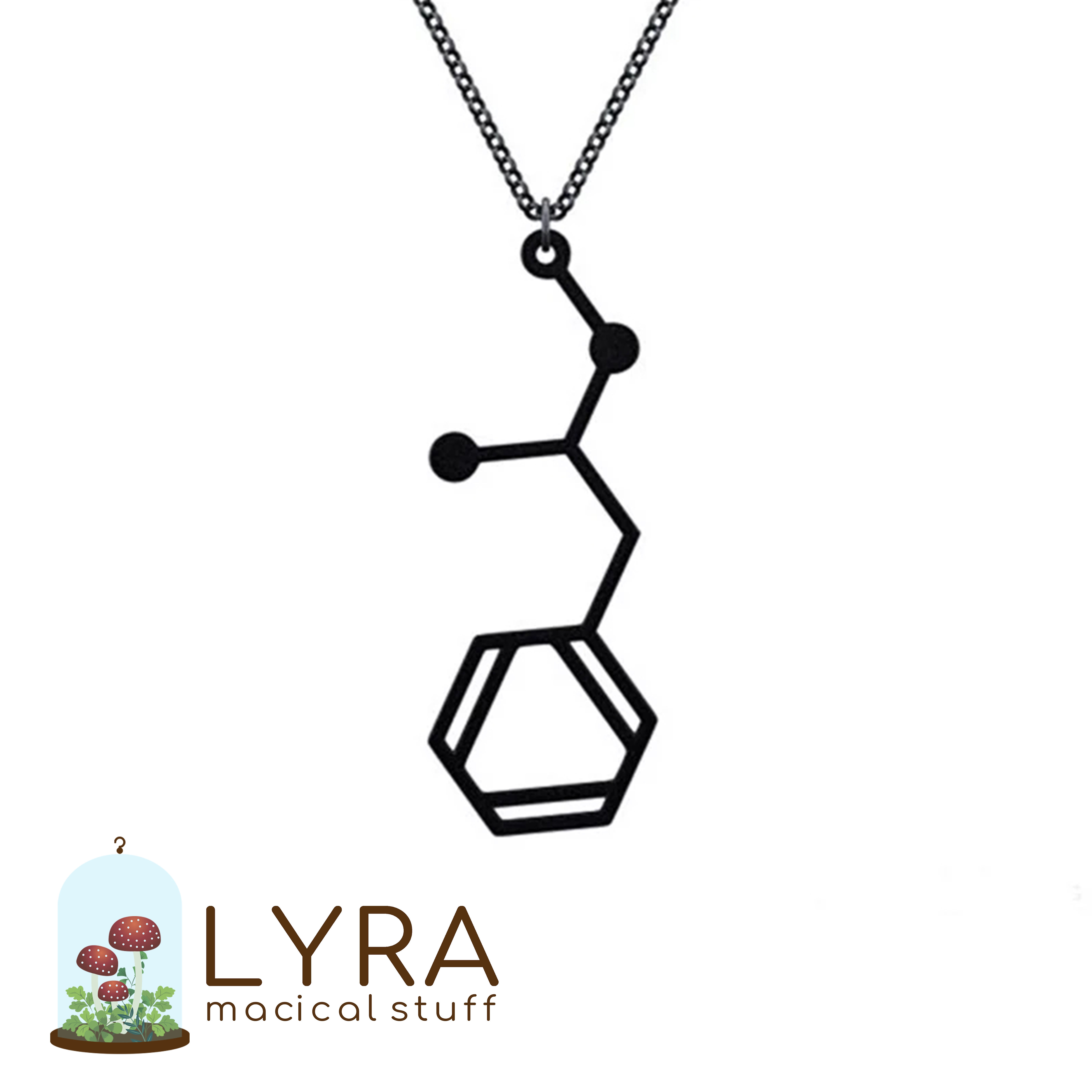 תליון מולקולת מתאמפטמין שחורה