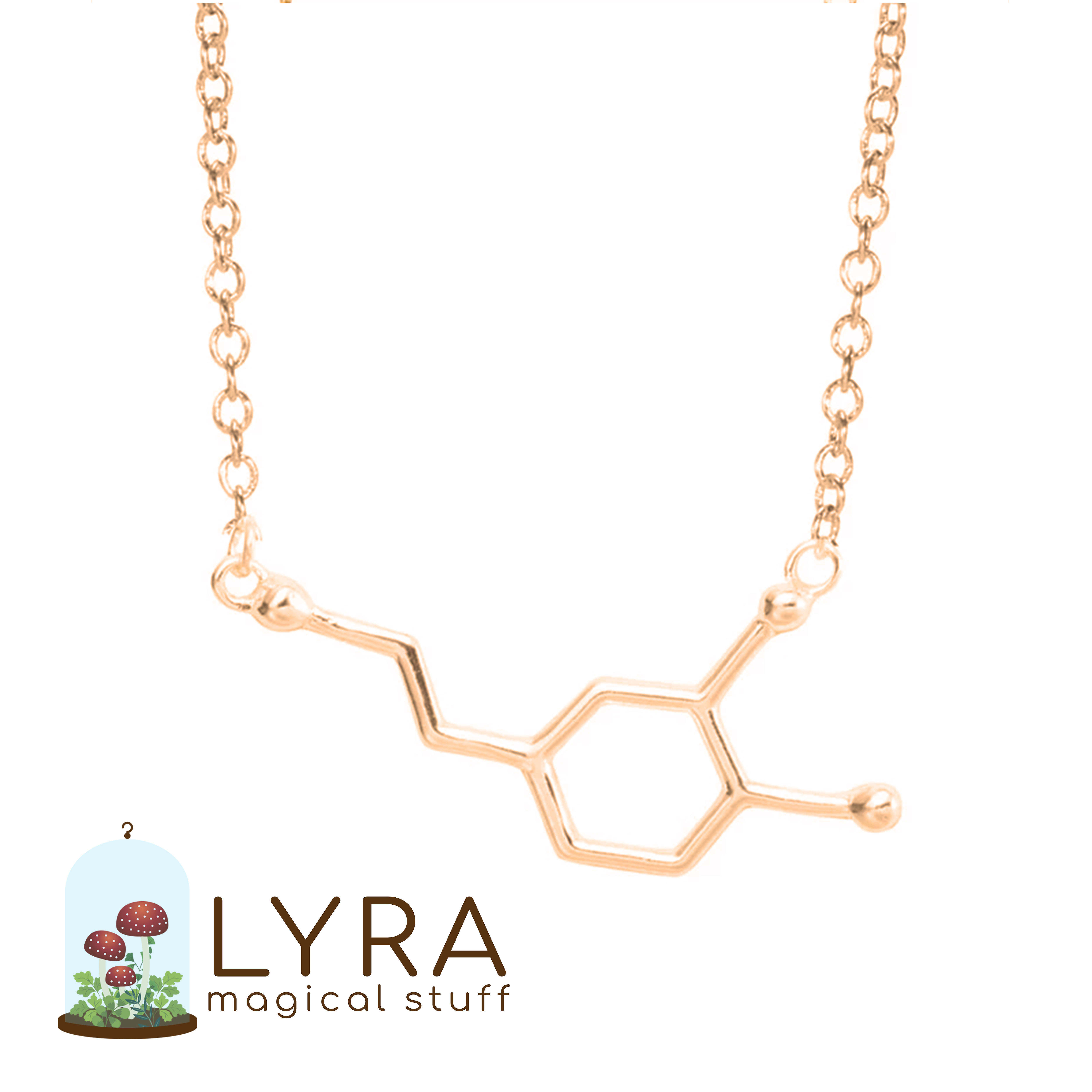 תליון מולקולת דופמין זהובה