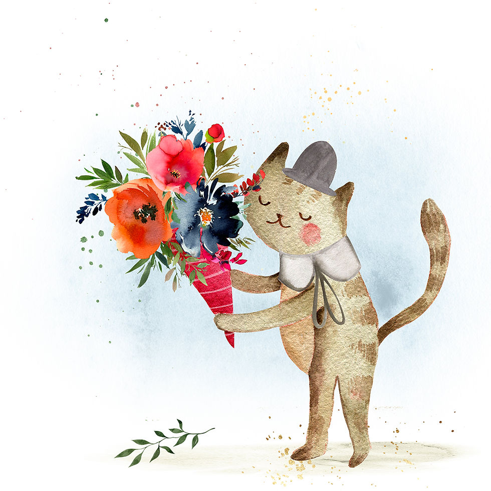 40 Cat with Flowers