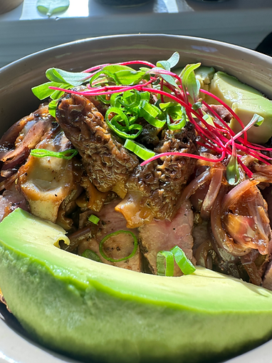 Beet Microgreens with Morel Mushrooms