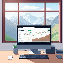 computer with stock chart 