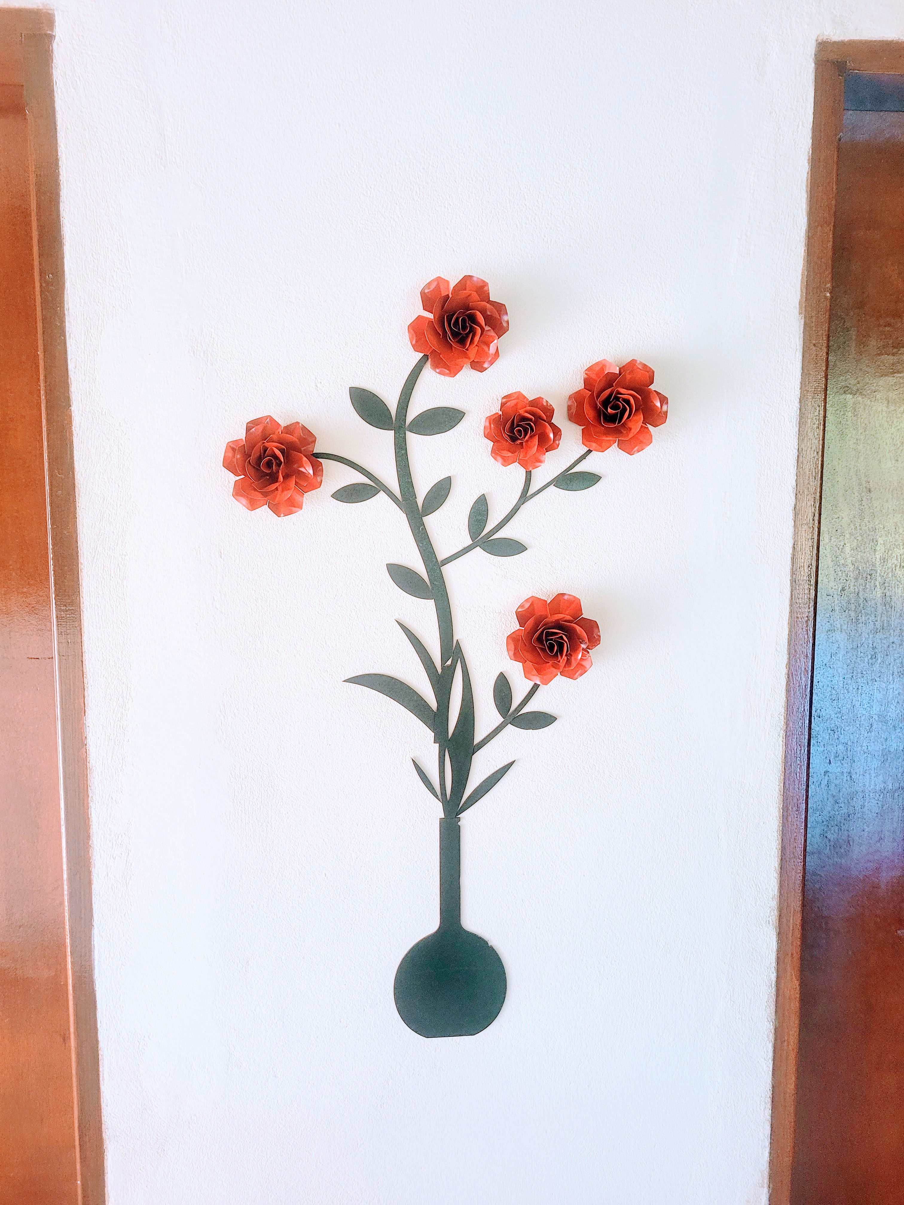 Quadro decorativo 3d flor grande 12cm de ferro
