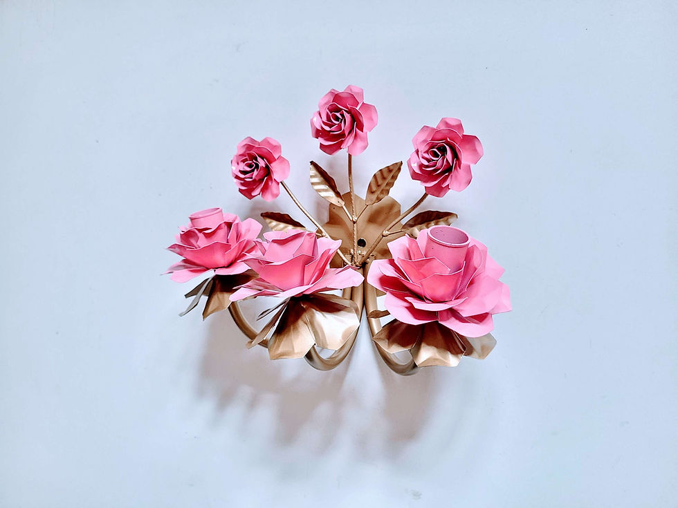 Miniatura: Arandela com flores de ferro rústico