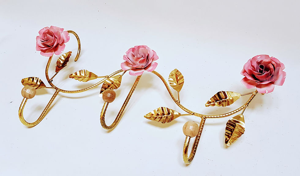Miniatura: Cabide 3 gancho para box com flores artesanal