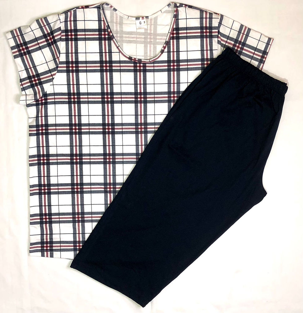 Pijama Capri Feminino - Blusa Xadrez