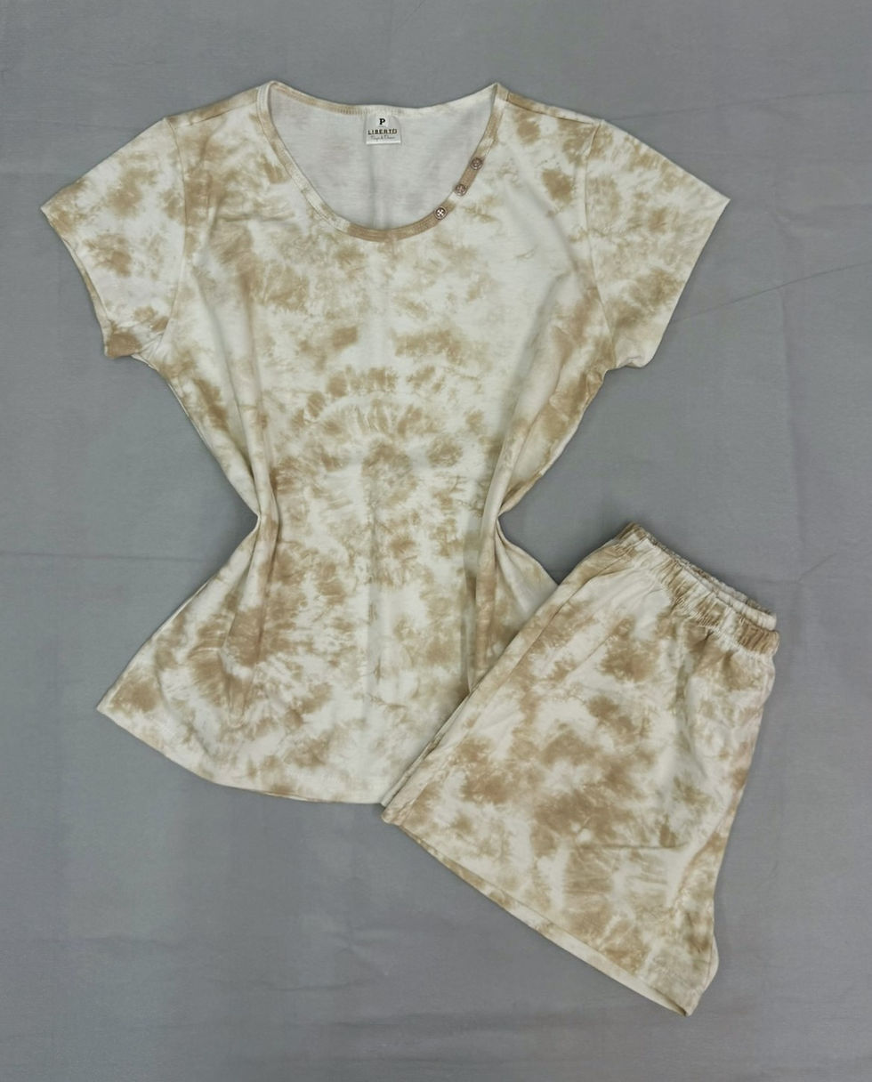 Pijama Feminino Shorts Com Manga Curta - Tie Dye