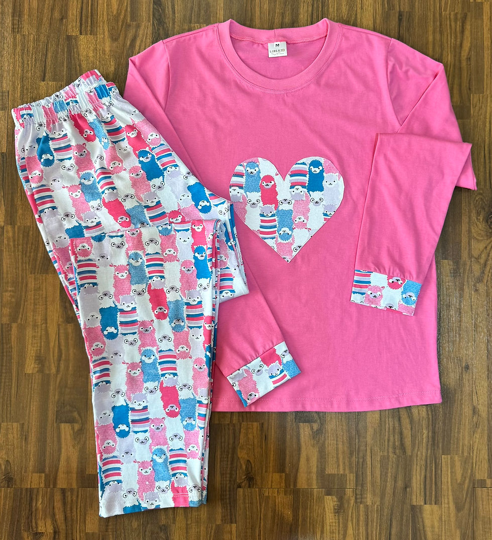 Miniatura: Pijama Manga longa com Calça - Carneirinhos Rosa