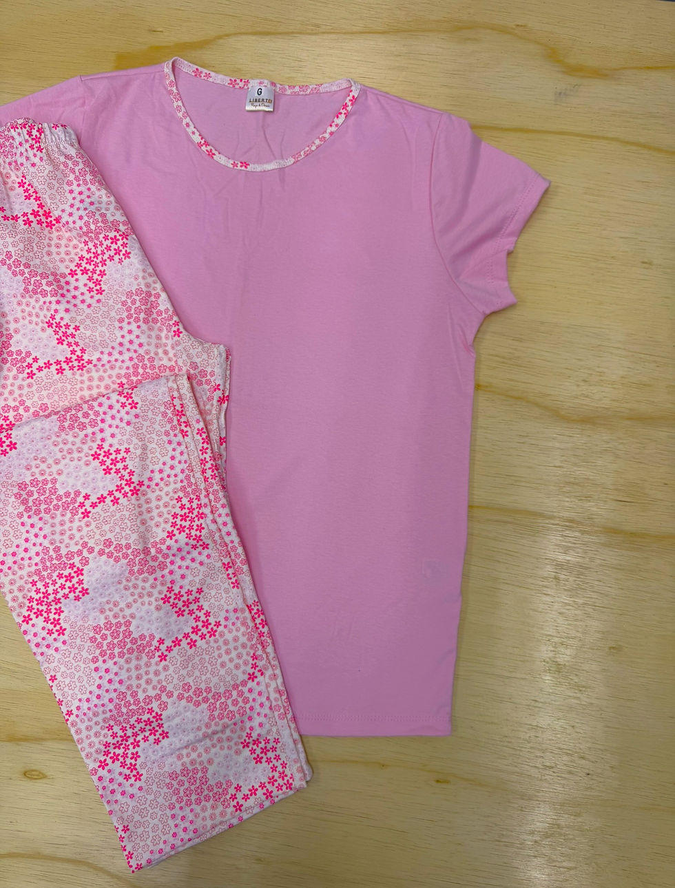 Miniatura: Pijama Manga Curta com Calça - Florzinha