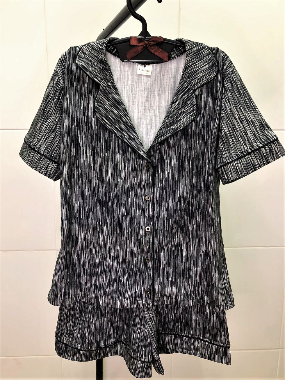 Miniatura: Pijama Americano - Manga curta com Shorts - Preto Mesclado