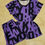Miniatura: Pijama Shorts Com Manga Curta - Viscolycra - Roxo com Letras