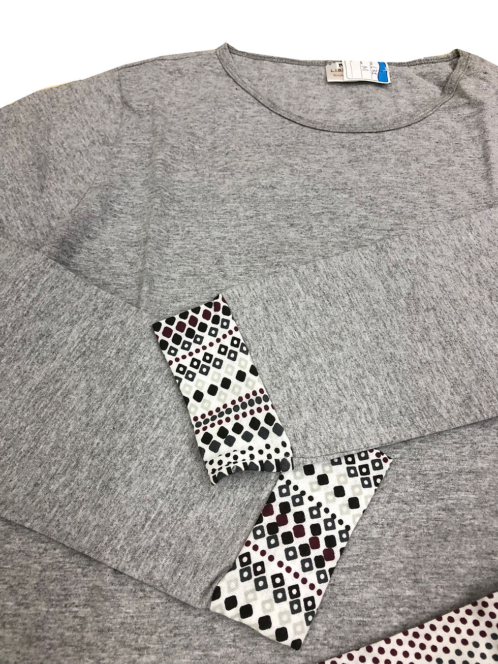 Miniatura: Pijama Calça e Manga Longa - Cinza Mescla