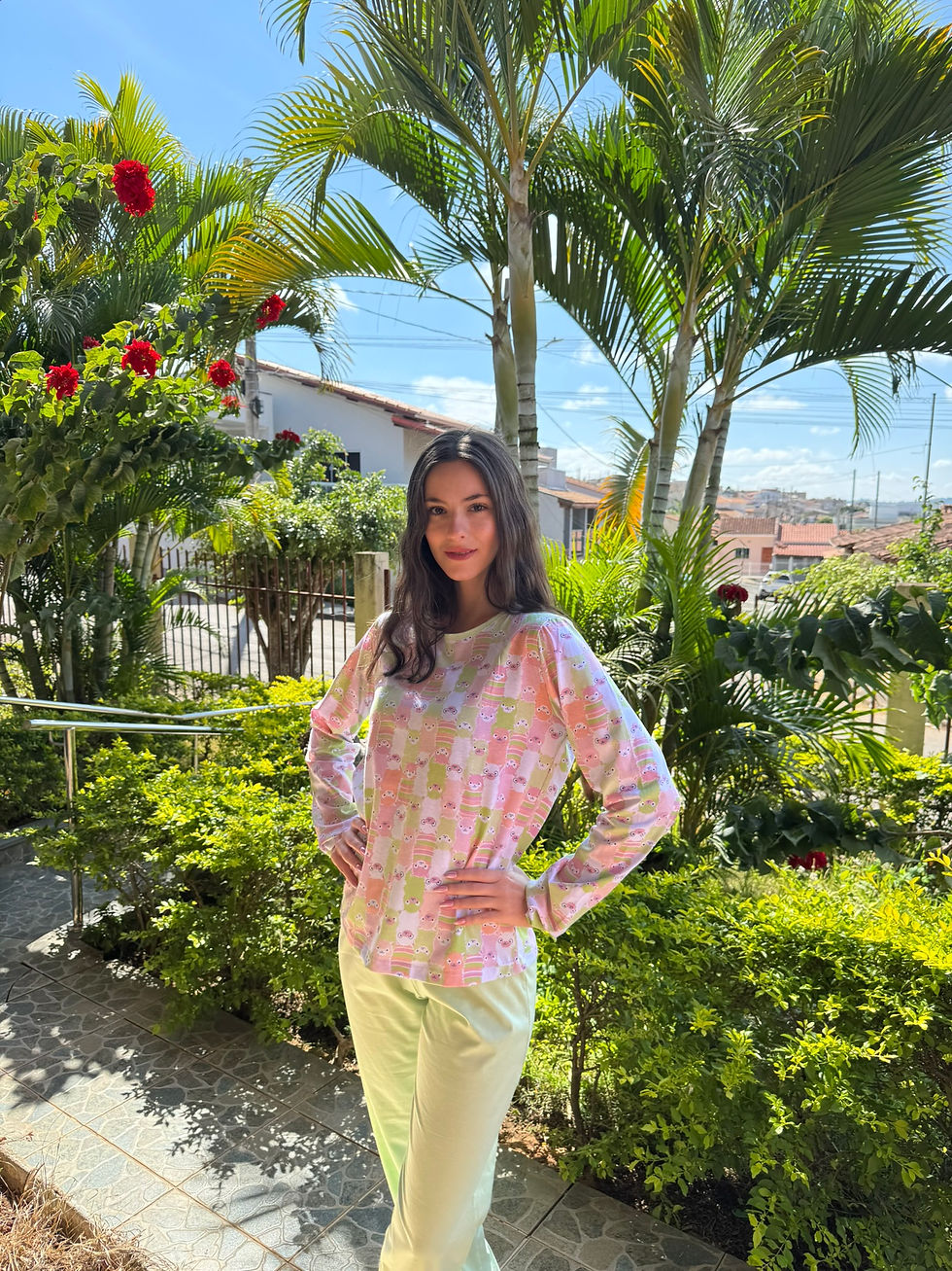 Miniatura: Pijama Manga longa com Calça - Carneirinhos Verde Água
