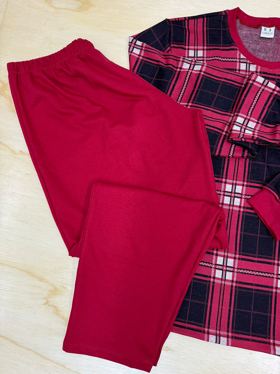 Miniatura: Pijama de Moletinho Xadrez Vermelho