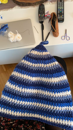 Saunahut blau-weiss