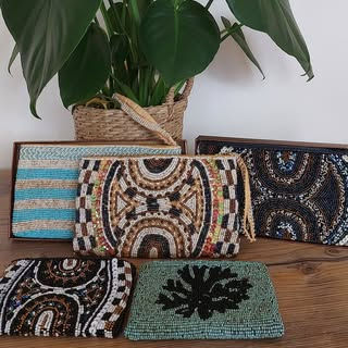 Beaded women's clutches made in Indonesia