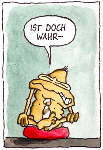 Buddhistische Comics - Meditier-Amateur strengt sich an