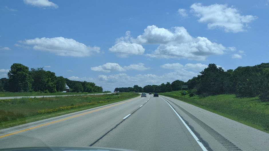 Blue skies.