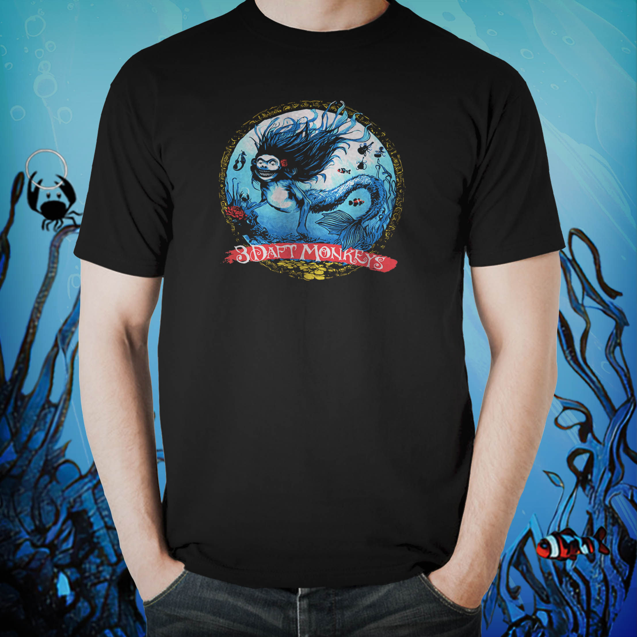 3 Daft Monkeys - Mermonkey T-Shirt (Adult/Unisex)