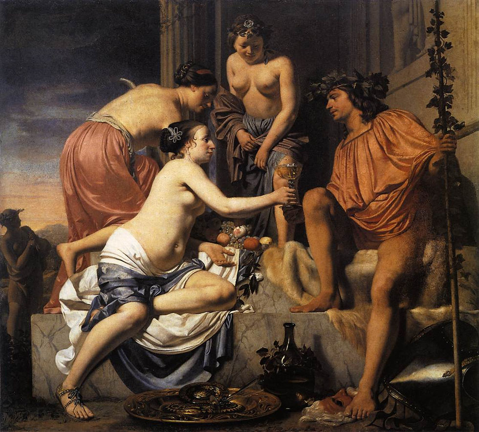 1670 Nymphs Offering the Young Bacchus Wine, Fruit and Flowers