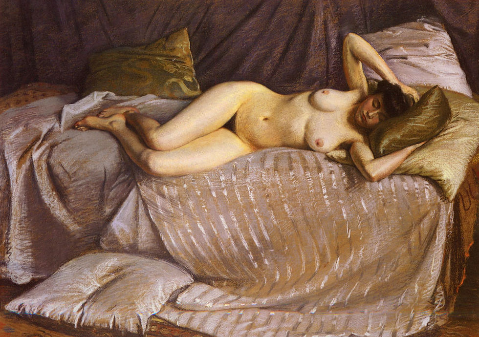 Femme nue étendue sur un divan