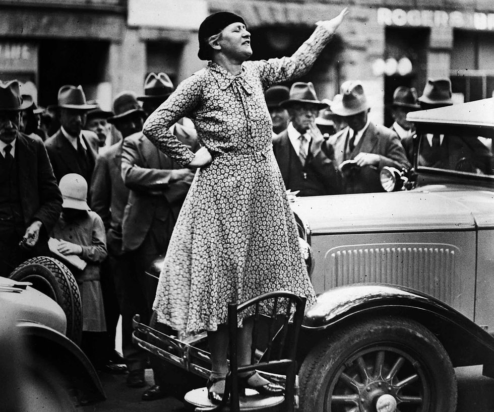 Adela Pankhurst, earlier a member of the Women’s Peace Army, speaking in Sydney in 1931