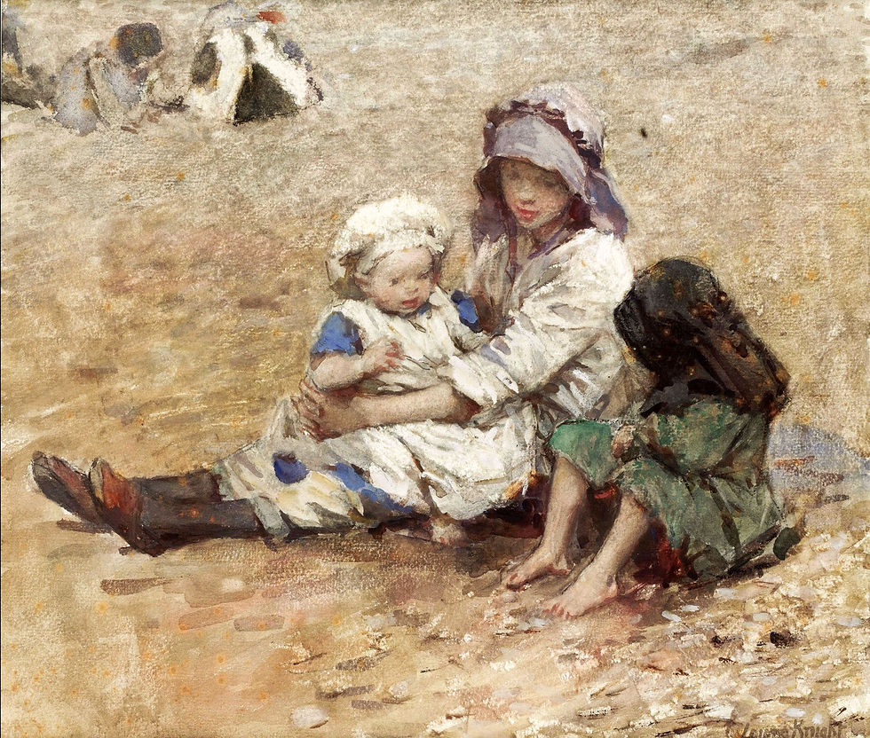 Children on the Beach, ca. 1907 Laura