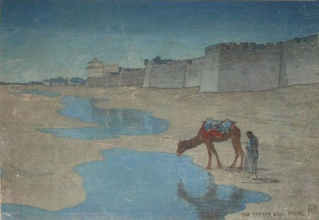'Tartar Wall, Peking', woodblock print 1