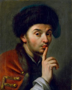 Man With Fur Hat, Lifting His Right Index Finger