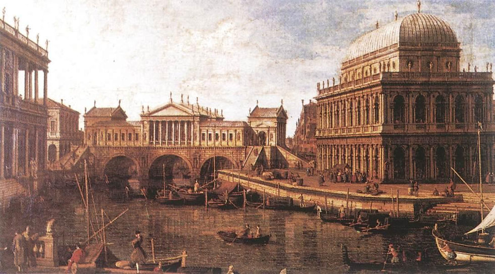 Capriccio - a Palladian Design for the Rialto Bridge, with Buildings at Vicenza