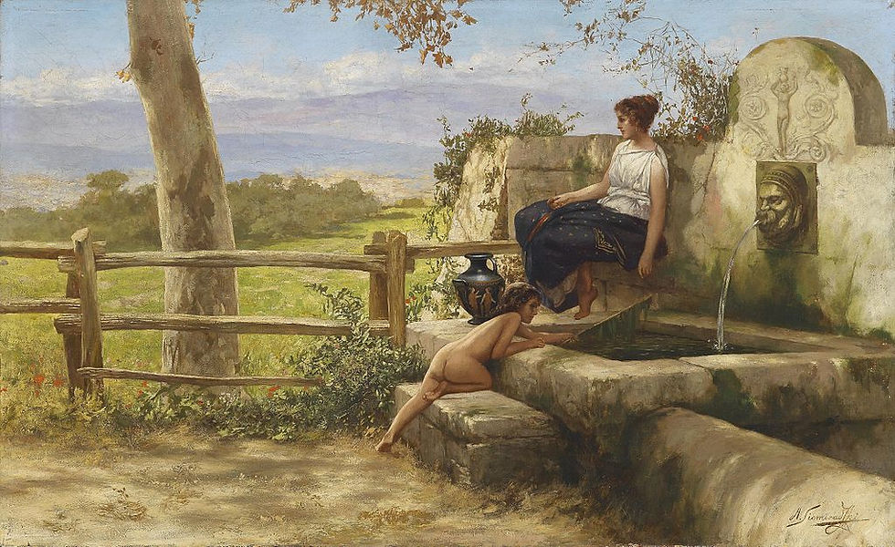 At the fountain