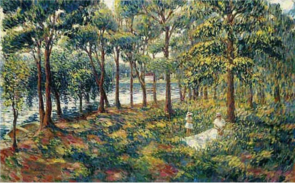 Madame Lebasque et sa fille au bord de la -Marne, 1889