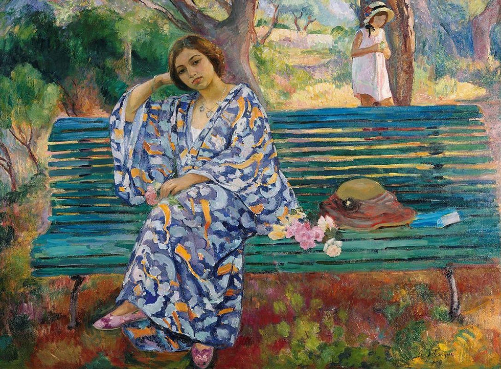 Sur le banc vert à Sanary, 1911