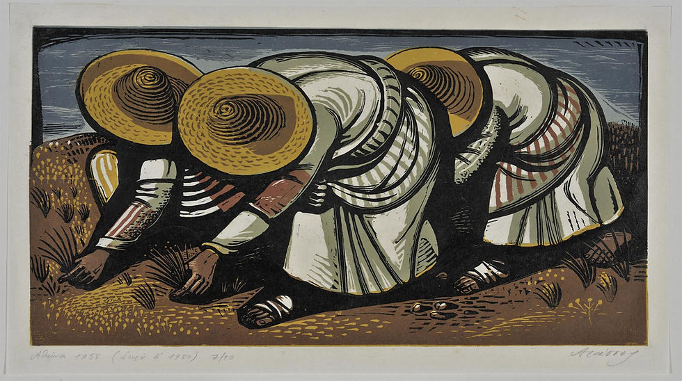 Peasant Women, 1958 Colour woodcut