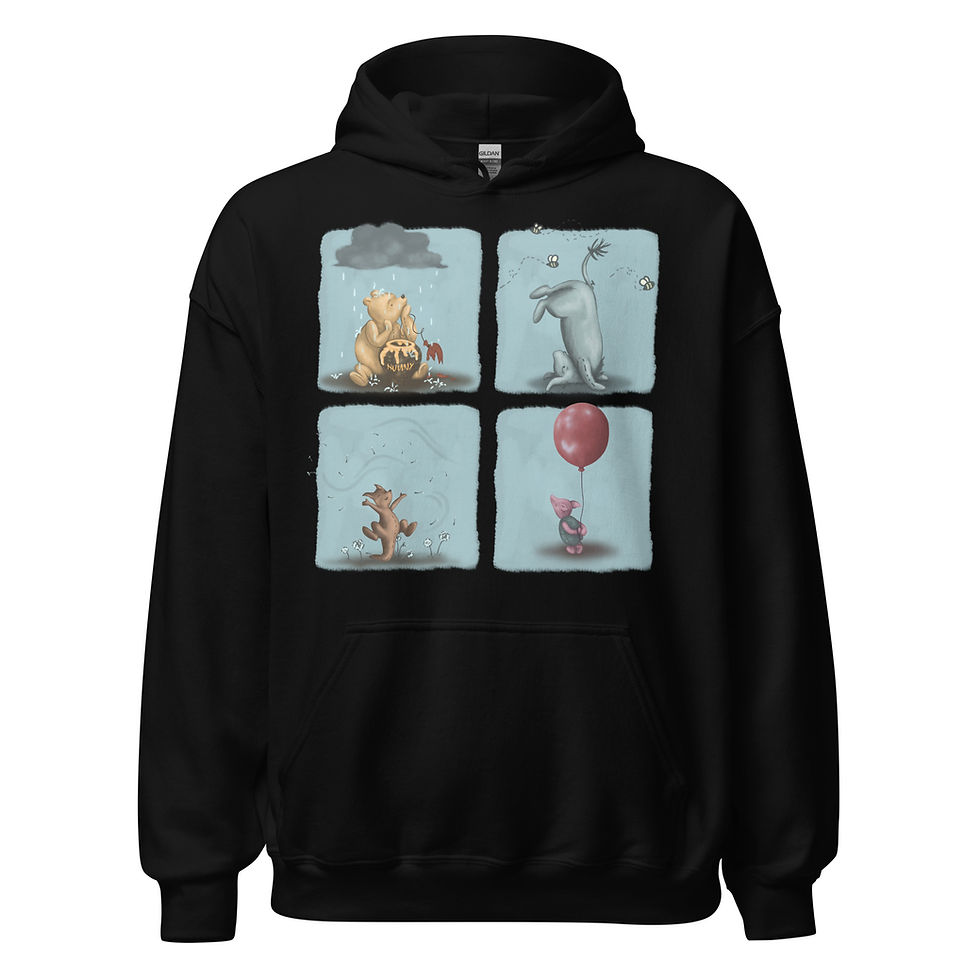 Thumbnail: Whinney the Pooh Squares Unisex Hoodie