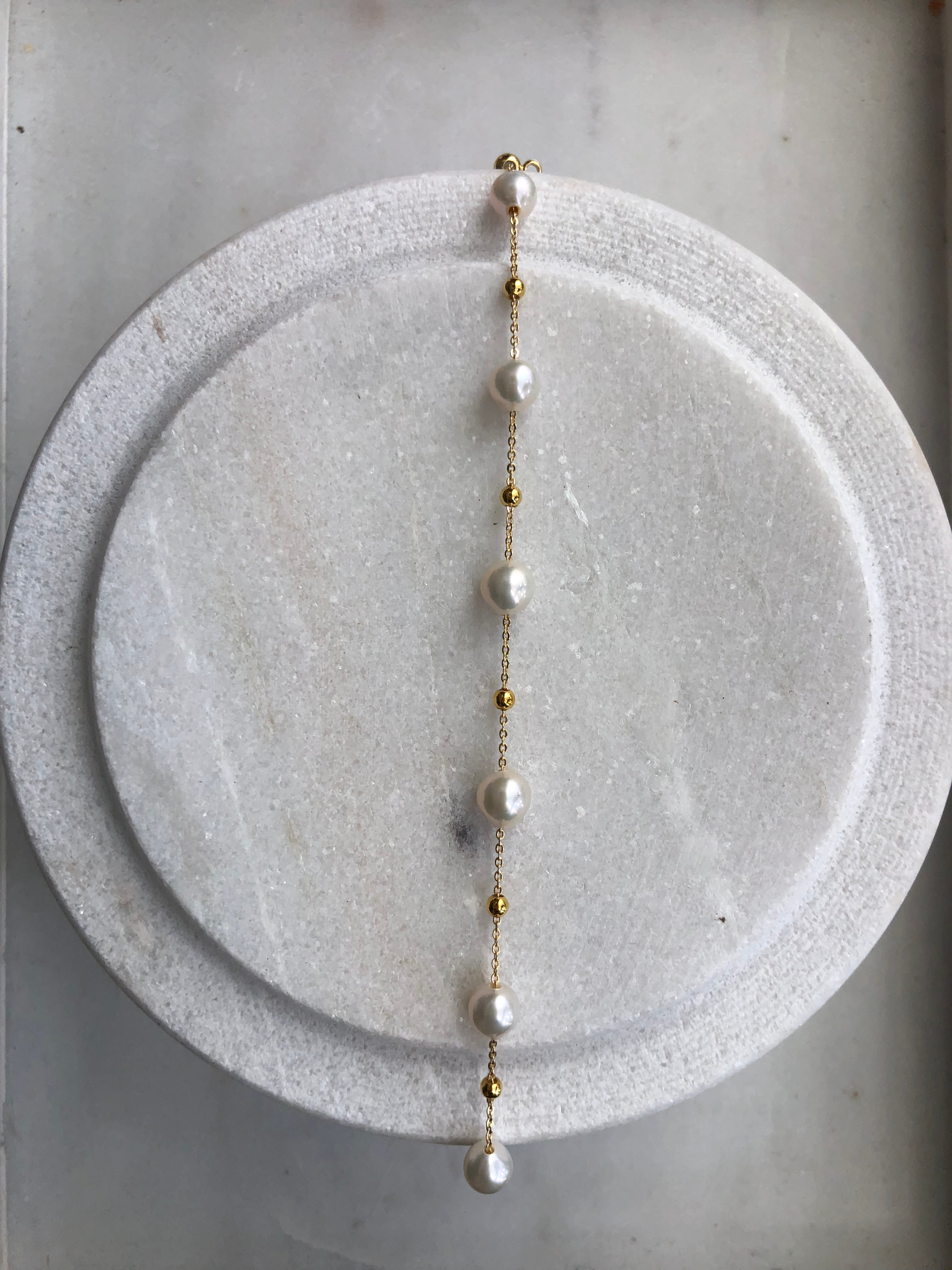 Gold Ball and Pearl Bracelet