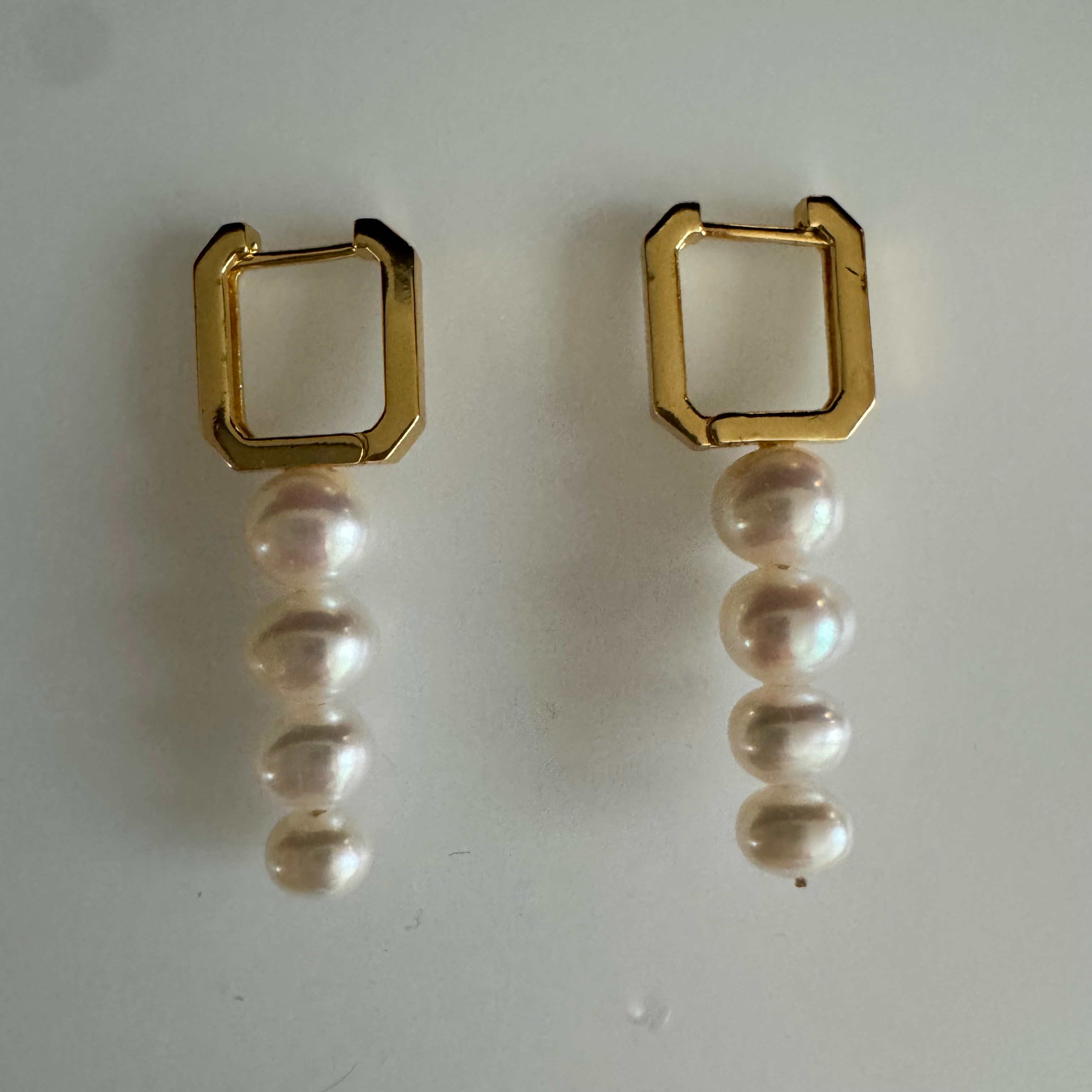 Paige Square Hoop and Pearl Drop Earrings