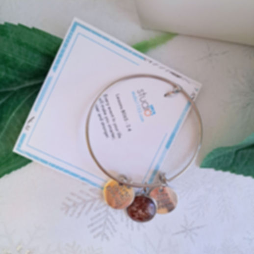 Bangle Charm Bracelet, Lessons - Hand painted glass cabochon