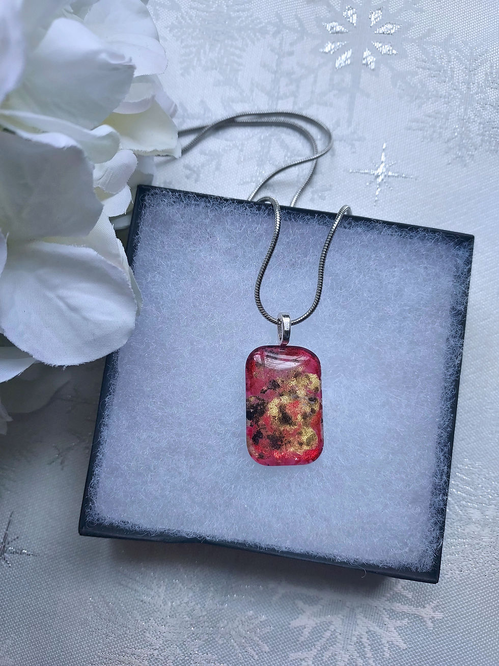 Thumbnail: Sparks - Hand Painted Glass Pendant and Necklace