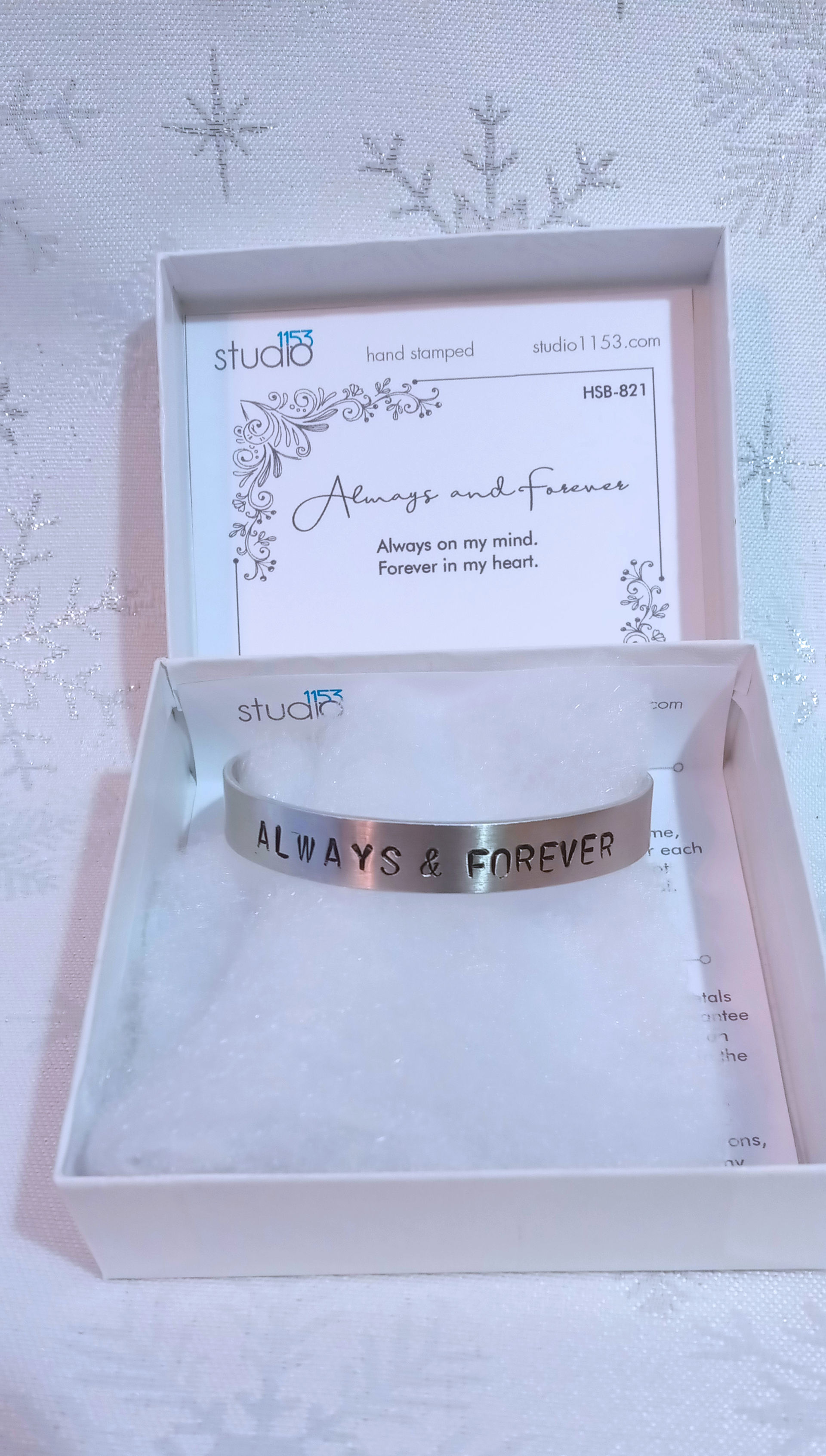 Hand Stamped Aluminum Cuff Bracelet - Always and Forever