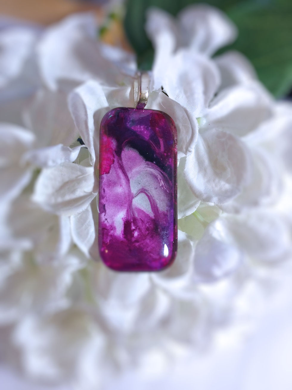 Purple Twilight 155 - Hand Painted Glass Jewelry Pendant and Necklace