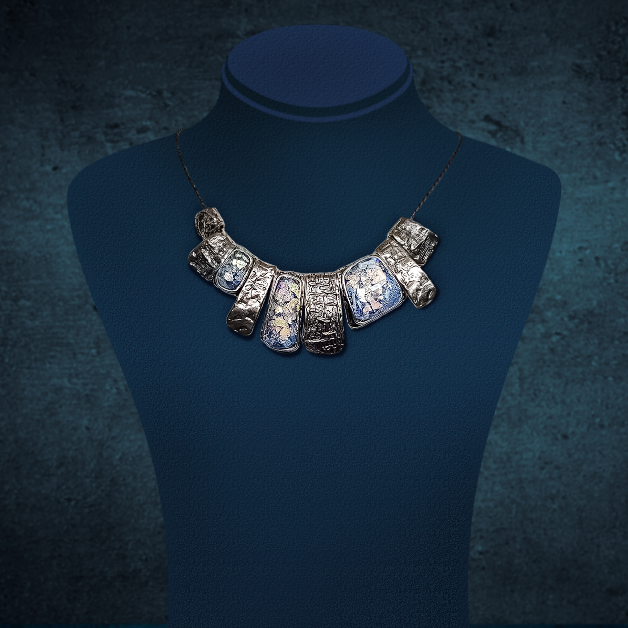 Ancient Roman Glass 9 Slide Necklace