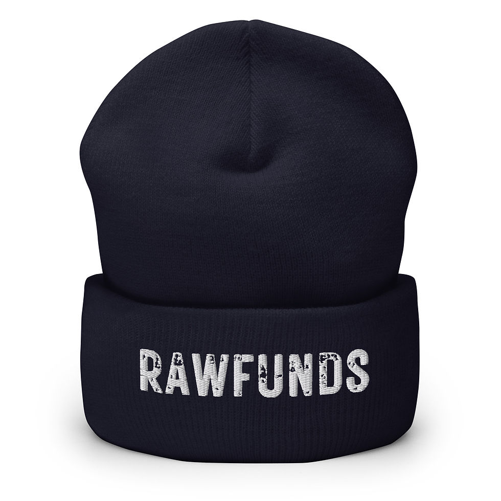 Miniatura: RawFunds Rugged White Font Cuffed Beanie