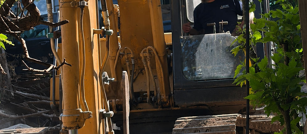 Construction site showing precision work