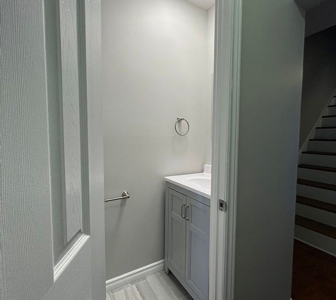 Closet turned into powder room