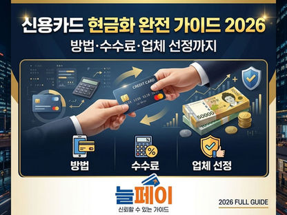 신용카드 현금화 완전 가이드 2026 | 방법·수수료·업체 선정까지 A to Z