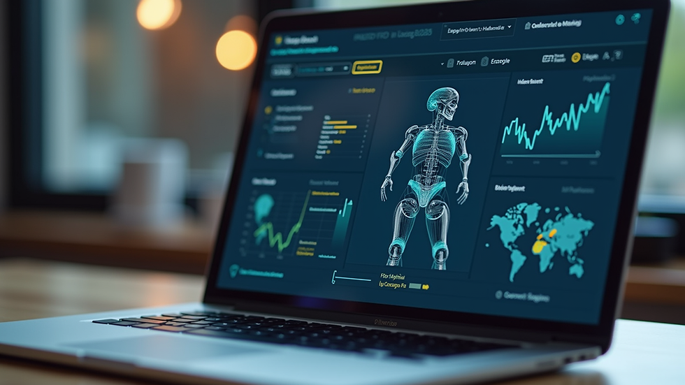 Close-up view of a laptop screen showing AI-powered product management software