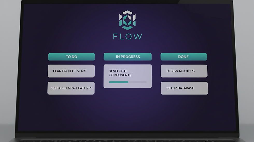 Close-up view of a digital Kanban board on a laptop screen