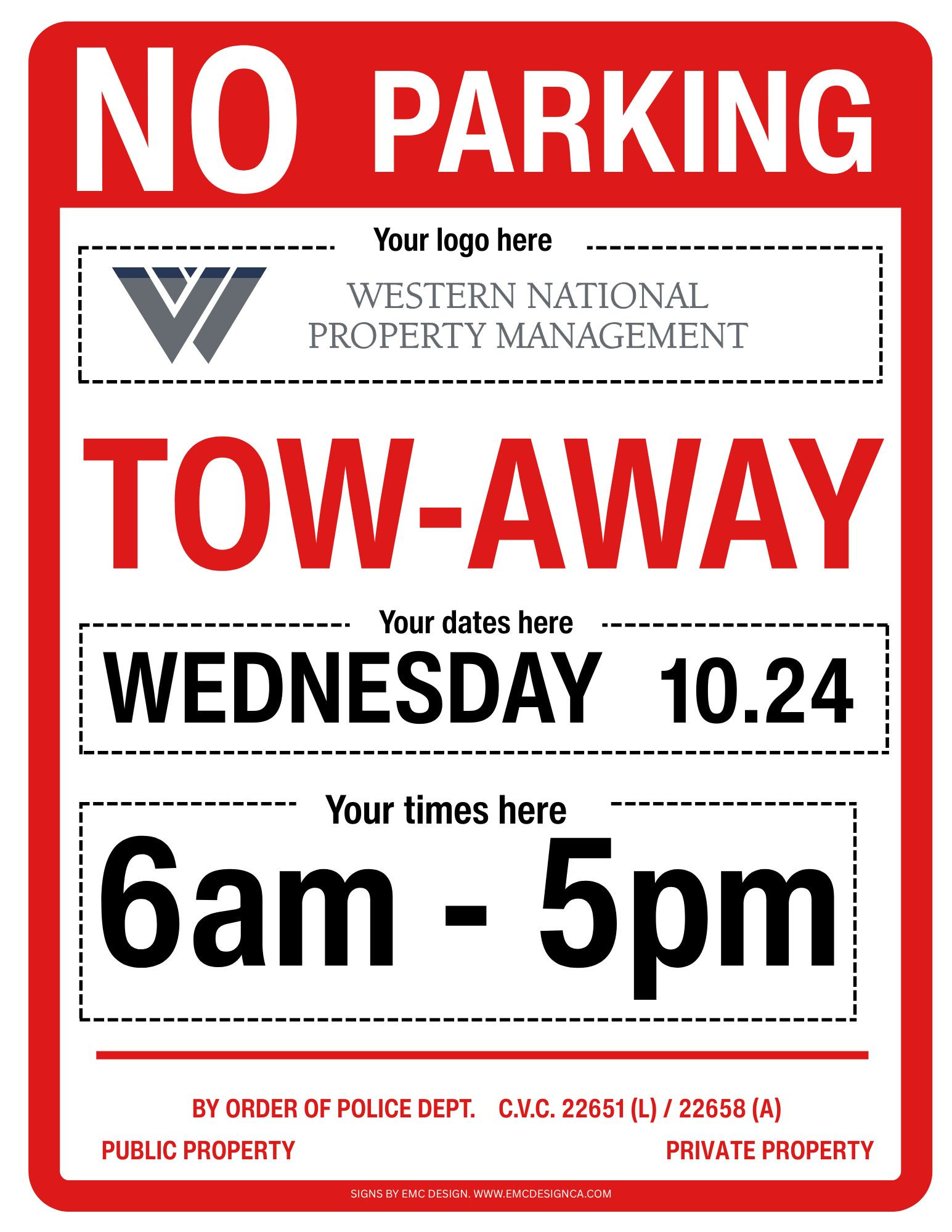 8.5X11 - No Parking Sign (Paper)