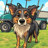 Golf course dog cartoon