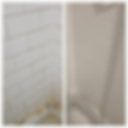 Before and after shower restoration showing stained grout and mouldy silicone replaced with a clean, refreshed finish.